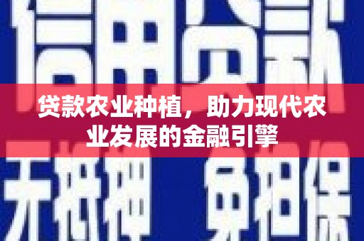 灵宝贷款农业种植，助力现代农业发展的金融引擎