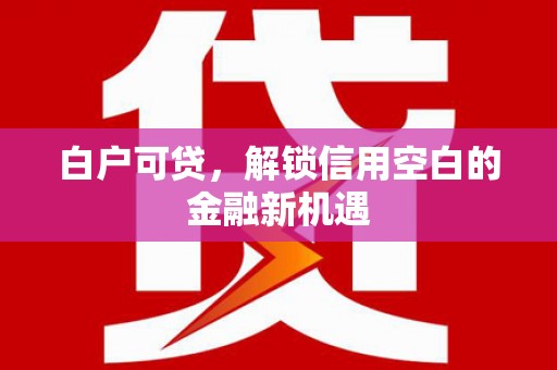 灵宝白户可贷，解锁信用空白的金融新机遇