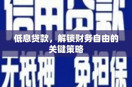 灵宝低息贷款，解锁财务自由的关键策略