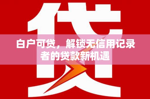灵宝白户可贷，解锁无信用记录者的贷款新机遇