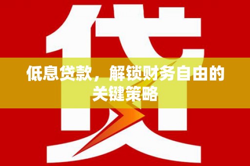 灵宝低息贷款，解锁财务自由的关键策略