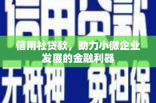 灵宝信用社贷款，助力小微企业发展的金融利器