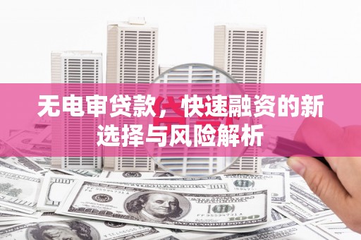 灵宝无电审贷款，快速融资的新选择与风险解析