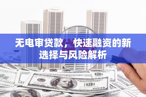 灵宝无电审贷款，快速融资的新选择与风险解析