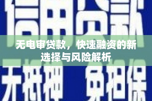灵宝无电审贷款，快速融资的新选择与风险解析