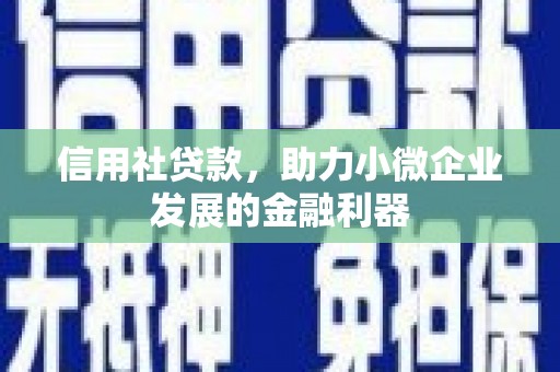 灵宝信用社贷款，助力小微企业发展的金融利器