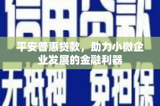 灵宝平安普惠贷款，助力小微企业发展的金融利器